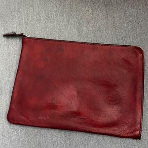 Ferragamo red leather clutch